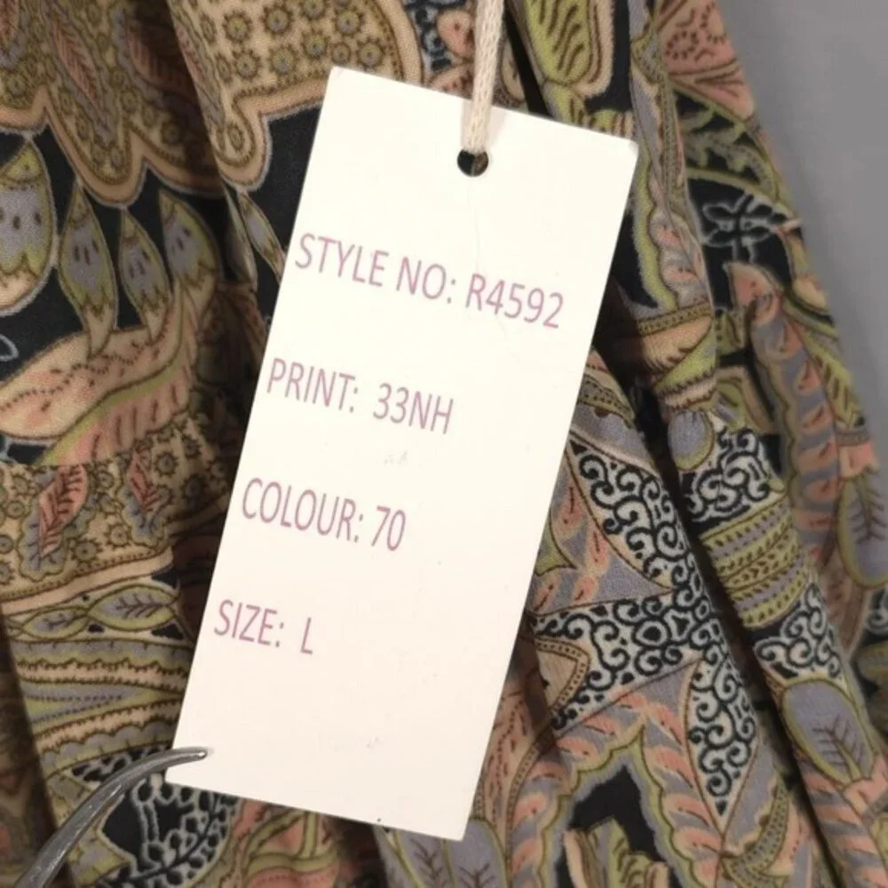 NWT Anthropologie Boemo Maxi Dress LARGE Paisley Tassels Tiered Halter  R4592‎ - Picture 9 of 9